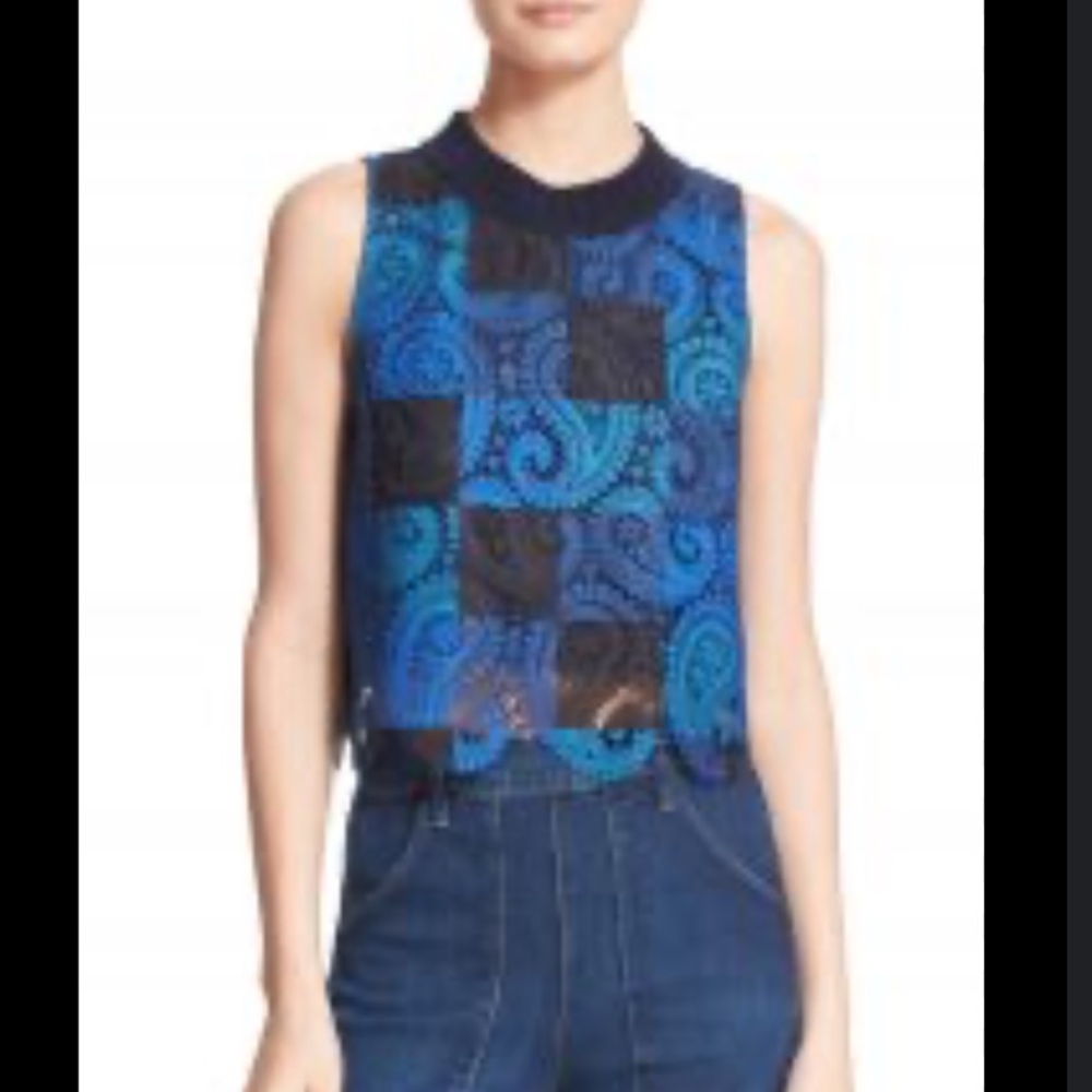 Sea NY Crochet Lace Tank Top in Blue